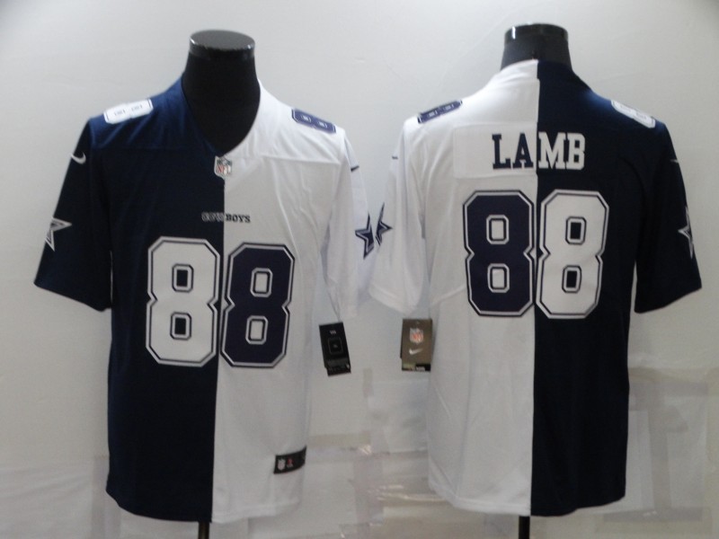 Cheap 2021 Men Dallas cowboys 88 Lamb Blue white Half version Nike NFL Jerseys